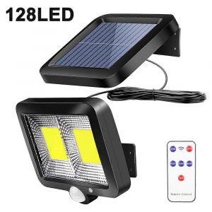 Lampes Solaires D'ext&eacute;rieur Avec D&eacute;tecteur De Mouvement, Projecteurs Led Ultra-Lumineux &Agrave; 128 Led, &Eacute;tanches Ip65, 3 Modes D'&eacute;clairage. - Neuf