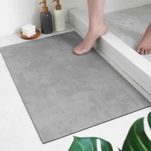 Tapis de bain en mousse pour salle de bain, tapis de sol, antid&eacute;rapant, doux, confortable, absorbant l'eau, gris, 40 x 60 cm - Neuf