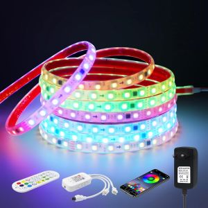 Subzonal-24v Bande Led, Ip68 &Eacute;tanche Rgb Ws2811 5050 Ruban &Agrave; Led 60 Leds/M Multicolore Light Strip Avec Bluetooth Musique 24 Touches Ir Contr&ocirc;leur Pour Chambre &Agrave; Coucher, D&eacute;coration De Cuisine. - Neuf