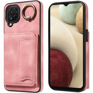 Kal-Coque Pour Samsung Galaxy A12 4g, Ultra Mince Tpu Anti-Chute Et Antichoc Protection Housse Cover, Avec Support De Bague Et Fente Pour Carte Silicone Etui Case (Rose) - Neuf
