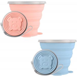 Eryi-Tasse De Voyage Pliable,Coupe De Voyage Légère,Gobelet Pliable En Silicone,Mug À Café Portable,180ml Tasses En Silicone Pliables Avec Couvercle Pour Le Camping Randonnée Pique-Nique (2 Pièces) - Neuf