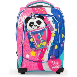 CHECARZHN--NO1-Sac À Dos Trolley, 3 Graphiques Frontaux Interchangeables Et Pop-Up, 2 Compartiments Avec Fermeture Éclair, Bretelles Rembourrées, Pour Fille, Écoles Élémentaires Et Moyennes, Multicol - Neuf