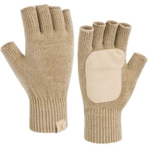 Winter Thermal Fingerless Gloves For Women Men Chenille Knit Half Finger Gloves With Non-Slip Leather Gifts Women"".[J444] - Neuf