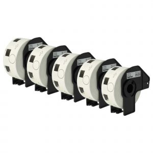 vhbw 5x Rouleau d'&eacute;tiquettes + support 24mm (1000 &eacute;tiquettes) remplacement pour Brother DK-11218 pour &eacute;tiqueteuse - premium blanc - Neuf