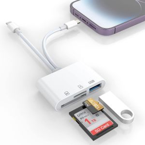 Lecteur de Carte SD pour iPhone/iPad, Adaptateur de Lecteur de Carte SD TF Micro SD Lecteurs de Cartes mémoire pour Micro SDXC, SDHC, SDXC, Cartes SD, Disque USB, pour iPhone 16/iPhone 15/iPad - Neuf