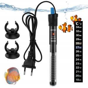 Jgd-Chauffage D'aquarium 100w, Thermostat R&eacute;glable 18-32 &deg;C, Chauffage En Verre Submersible Pour R&eacute;servoirs &Agrave; Poissons Et Aquarium 50-100litres - Neuf