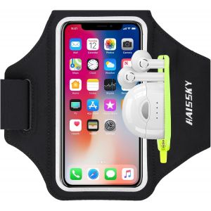 Sports Armband With Earphone Pocket, Sports Armband For Iphone 14 13 12 11 Pro Max Xr Xs X 8 7, Phone Armband Smartphone Running Armband For Jogging Cycling Hiking (Black) - Neuf