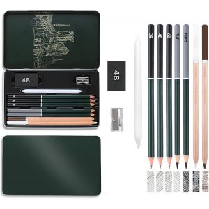 Kalanka-Crayons Dessin Professionnel [10 Pi&egrave;ces], Set De Crayon Graphite - Mixte, Avec Bo&icirc;te En Fer Bo&icirc;te - Neuf