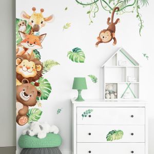 ERYI-Animal De Dessin Animé Sticker Mural Animaux De La Jungle Vigne Autocollant Mural Ours Singe Girafe Lion Décoration Murale Pour Chambre Enfants Bébé Pépinière Salon - Neuf