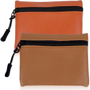Kalanka-Lot De 2 Porte-Monnaie À Fermeture Éclair Pour Femme Et Homme, Petit Porte-Monnaie En Tissu Pu, Porte-Monnaie Pour Fille Et Garçon, Mini Pochette Portable Pour Pièces De Monnaie (Orange + Mar - Neuf