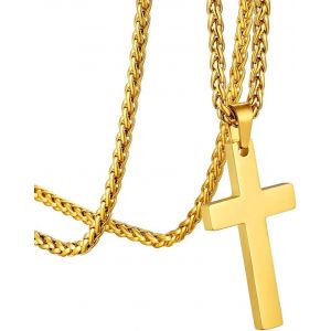 Kal-Goldchic Collier Croix Chretienne Homme Inri/Noeud Celtique/Serpent/Bible Pendentif Croix Femme Personnalisable Chaine Garcon Pendentif Religieux Acier/Or/Noir Amulette De Protection - Neuf