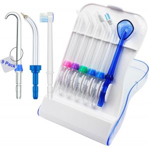 Replacement Tips Compatible With Waterpik Water Flosser,Storage Case And 9 Tips Compatible With Waterpik Aquarius Water Flosser,Wp-660,Wp-580,Wf-20,Cc-04,Wp-662,Wp-667cd,Wf-13,Wf - Neuf