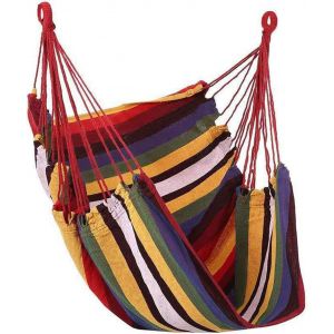 Ulteronixshop-Chaise Suspendue, 100 * 130cm Balan&ccedil;oire Hamac D'ext&eacute;rieur En Toile, Chaise Suspendue &Agrave; Rayures Color&eacute;es, Chaise Balan&ccedil;oire Portable Pliable &Agrave; Si&egrave;ge Large, Pour Jardin (Pas D'oreiller, - Neuf