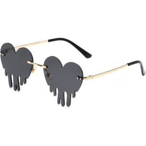 Lunettes de soleil vintage tendance et amusantes - En métal - Sans monture - Pour homme et femme - Style punk - Neuf