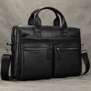 Newsbirds-Sac d'ordinateur en cuir véritable pour homme,étui à bombes pour homme,sac fourre-tout pour homme d'affaires,couche de médecin,15 ",6" - Design3 Black - Neuf
