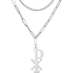 Kal-Collier Chi Rho Symbole Christogramme Alpha Omega Collier Ixci Nika Jésus Christ Nom Pendentif Sacramentale Chrétienne Amulette Religieuse Bijoux Cadeau Femme Homme - Neuf