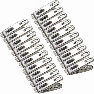 Lot de 20 pinces à linge INOX, 5 cm Petites pinces à linge en métal Pince à linge en acier inoxydable Pince à linge (Argent) - Neuf
