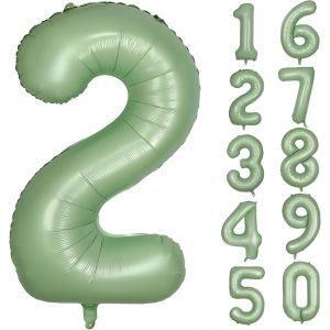 Lot De 2 Ballons Verts, En Forme De Num&eacute;ro 2, Vert Olive, &Agrave; L'H&eacute;lium, En Mylar De 101 Cm, Pour D&eacute;coration D'Anniversaire, De F&ecirc;te, Pour Fille, Gar&ccedil;on, F&ecirc;te Pr&eacute;natale, Mariage, Anniversaire De Mariage - Neuf