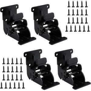 4 PCS Charniere Pliante Autobloquante 0-180 Degr&eacute;s Avec Vis, Aciers Inoxydables Capacit&eacute; de Charge 200 kg Imperm&eacute;able et Antirouille &Eacute;conomie D'espace pour Table, Lit et Mobilier &agrave; M&eacute;canisme (Noir) - Neuf
