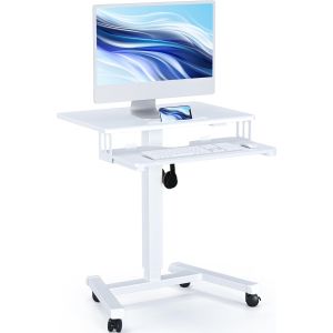 SUBZONAL-Bureau Mobile Assis-Debout avec Plateau pour Clavier, Table R&eacute;glable sur roulettes, Hauteur de 71,9 cm &agrave; 111,8 cm, Mobilit&eacute; Facile, Jusqu&iquest;&agrave; 15 kg, Station de Travail pour Bureau - Neuf