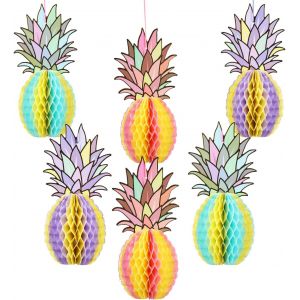 KALANKA-Lot de 6 boules en nid d'abeille - Décoration de table d'été ou à suspendre pour flamant rose, hawaïen, jungle ou fête de mariage - Lanternes en papier ananas à suspendre - Neuf