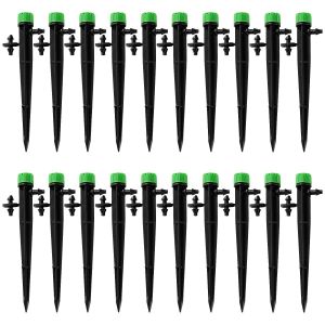 20 Pièces Goutteur Irrigation Réglable, 360 Degrés 8-Trou Micro Asperseur Goutte à Goutte pour Tube 4/7mm, Goutteur d'irrigation Insertion, Vert (avec Connecteur) - Neuf