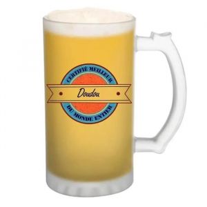 Chope de bi&egrave;re Certifi&eacute; Meilleur Doudou du Monde Entier | Id&eacute;e Tasse Cadeau Couple Saint Valentin Homme Pinte cervoise - Neuf