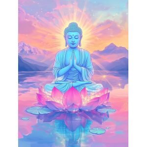 Ayuhr-5d Diy Diamond Painting Kits Bouddha, Diamant Peinture Point De Croix Broderie Lotus, Strass Complet Image Arts Pour Peinture Salon Chambre Décoration Sticker Mural 30x40 Cm - Neuf