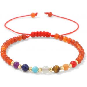 Eryi-Bracelet Chakra Pour Femme, Élastique Bracelet 7 Chakras Pierre Naturelle 4mm Naturelle Bracelets Perles Bracelets Pierres Naturelle Pour Femme Fille - Neuf