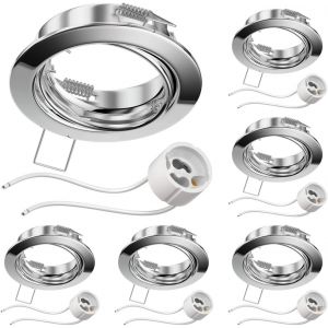 Kal-6 Cadres D'encastrement Au Plafond Fere Cadre D'encastrement Chromé Pivotant (Led/Halogène/Gu10/Mr16/Par16/50mm) Incl. Douille Gu10 - Neuf