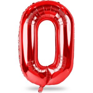 SJZG-Grands Ballons Rouges En Forme De Chiffres Pour Filles - 101,6 Cm - Grand Format - Numéro 0 - Film Aluminium Mylar - Auto-Gonflant - Ballons Numéros 0 À 9 - Pour Hommes Et Femmes - Pour Annivers - Neuf