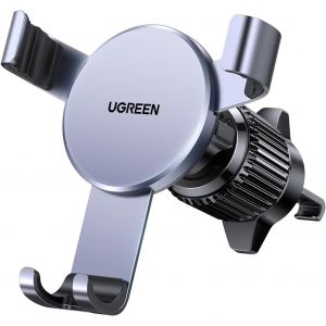 JGD-Support T&eacute;l&eacute;phone Voiture Gravit&eacute; Grille A&eacute;ration Porte Portable Automobile Ventilation Accroche Smartphone Auto Compatible avec iPhone 17 Pro Max Air 16 15 14 Galaxy S25 S24 Pixel 10 9 (Gris) - Neuf