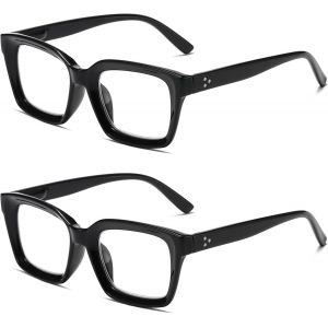 Lunettes De Lecture Pour Homme Et Femme - Cadre Carré Surdimensionné Avec Charnière À Ressort - Confortable - Aide À La Lecture - Lunettes De Blocage De La Lumière Bleue - Neuf