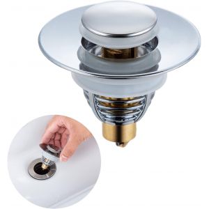 Ø 34-38mm Bouchon lavabo, bonde de lavabo Anti-Odeur Universel Pop up avec 2 Silicone Joints, Flitre de Vidange avec Tamis Anti-colmatage, pour Vasque à Poser Bouchon Baignoire - Neuf