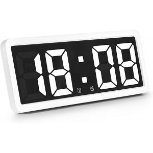 OYIWINMI Horloge Murale Numérique Luminosité Réglable avec Température, Date, Chrono, 12/24 Heures, Réveil Numérique pour Salon Bureau, Chambre, École - Neuf