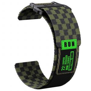 20 22mm Pour Garmin Bracelet En Nylon Facile &Agrave; Installer Pour Forerunner 255/265/965 Bracelet Pour Active/Vivoactive 4 Bracelet Venu Bande Universelle.Black Plaid Green.20mm - Neuf