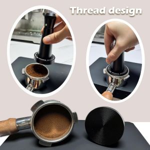 NTamper WDT pour caf&eacute; multifonction en aluminium,aimant int&eacute;gr&eacute;,8 aiguilles en acier inoxydable,support WDT avec base ondul&eacute;e (argent,58 mm) - Neuf
