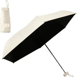 Mini Parapluie Compact Anti-Uv/Coupe-Vent 6 Nervures Solides Upf50+ Compact Pliable (15cm/220g) Id&eacute;al Sac &Agrave; Main/Voyage Pour Hommes Et Femmes - Neuf
