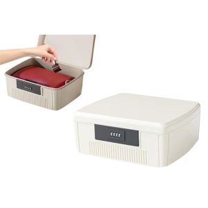Coffre-Fort &Agrave; Combinaison 4 Chiffres Avec Plateau Amovible - Blanc - Neuf