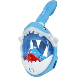 Masque De Plongée Bleu Pour Enfants, Masque De Plongée Requin Avec Tuba, Anti-Buée, Anti-Fuite, Panorama À 180°, Système Dry Top, Respiration Facile - Neuf