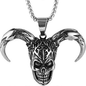 Bijoux Transfrontaliers Européens Et Américains En Acier Titane Collier Hip Hop Pour Hommes En Acier Inoxydable Tête De Clown Corne Tête De Mort Pendentif Accessoire Personnalisé - Neuf