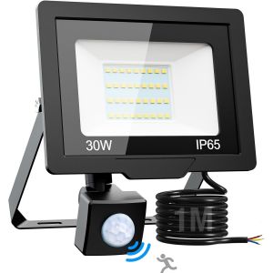 Sansh-30w Projecteur Led Exterieur Detecteur De Mouvement, 6500k/3000lm Étanche Spot Led Extérieur, Eclairage Exterieur Pour Patio Jardin Garage Cour Entrepôt Blanc Froid - Neuf