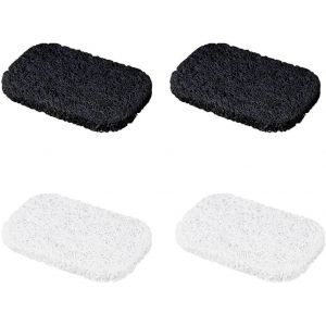 4 Pcs Porte Savon,Support de Savon Accessoire pour Salle de Bain/Cuisine¿7x11x1cm Porte Savon Luffa Naturel,Facile à Nettoyer et Protection de l'environnement (blanc,noir) - Neuf