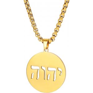 Tianyi-Collier H&eacute;breu T&eacute;tragrame Nom De Dieu J&eacute;hovah Collier En Acier Inoxydable Isra&euml;l Hanoucca Bijoux Amulette Juifs Et Chr&eacute;tiens - Neuf