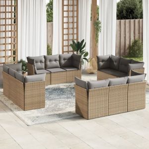 Prolenta Premium - Salon De Jardin Avec Coussins 12 Pcs Beige R&eacute;sine Tress&eacute;e - Neuf