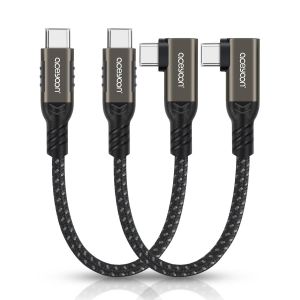 JGD-240W Cable USB C vers USB C 10CM, 2PCS 5A PD QC 4.0 Cable USB Type C Court Charge Rapide Type C Coud&eacute; en Nylon Tress&eacute; Compatible avec iPhone 16 15, pour Galaxy S24 S23, pour Huawei - Neuf