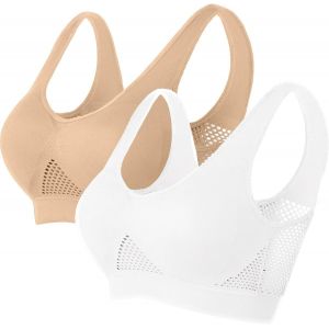 Padded Bras For Women Moderate Impact Plus Size Generous Chest Push-Up Seamless Breathable Yoga Running Crop Top.[F405] - Neuf