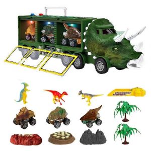 Portable Children's Dinosaur Storage Car Truck Set For Kids Boys Toys Gifts - Neuf