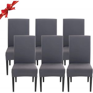Gris Foncé Chaise Haute Couvre, Stretch Amovible Lavable En Machine Spandex Housses De Chaise Pour Salle À Manger, La Cuisine Ou Banquet, Set De 6 - Neuf