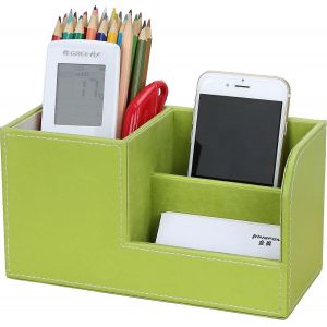 Organisateur de bureau multifonctionnel 3 compartiments de rangement,porte-stylo (vert) - Neuf
